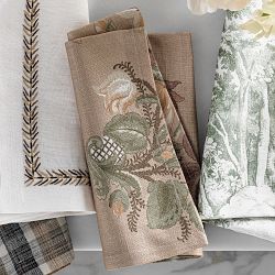 Leaf Garland Embroidered Napkins, Set of 4