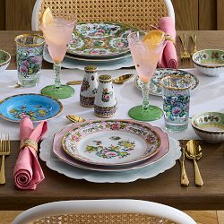 Famille Rose Scalloped Dinner Plates