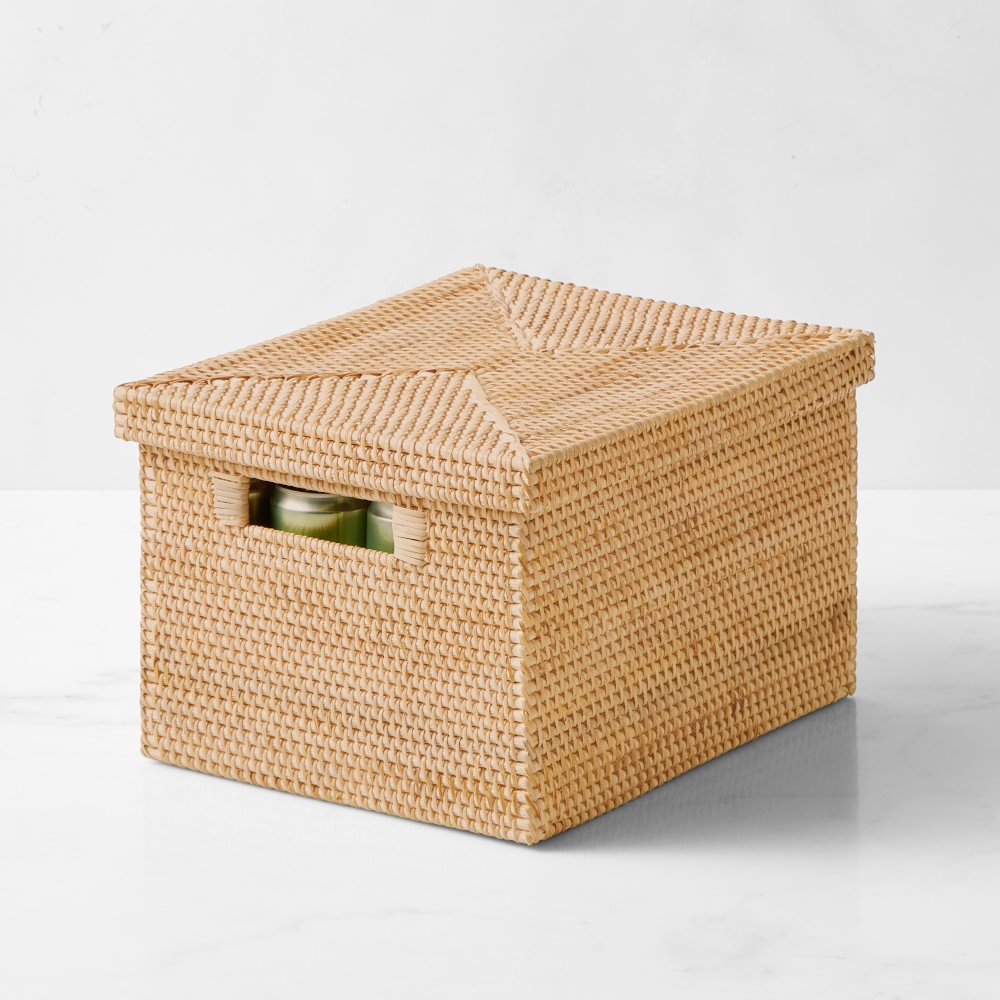 Hold Everything Rattan Lidded Baskets - Small