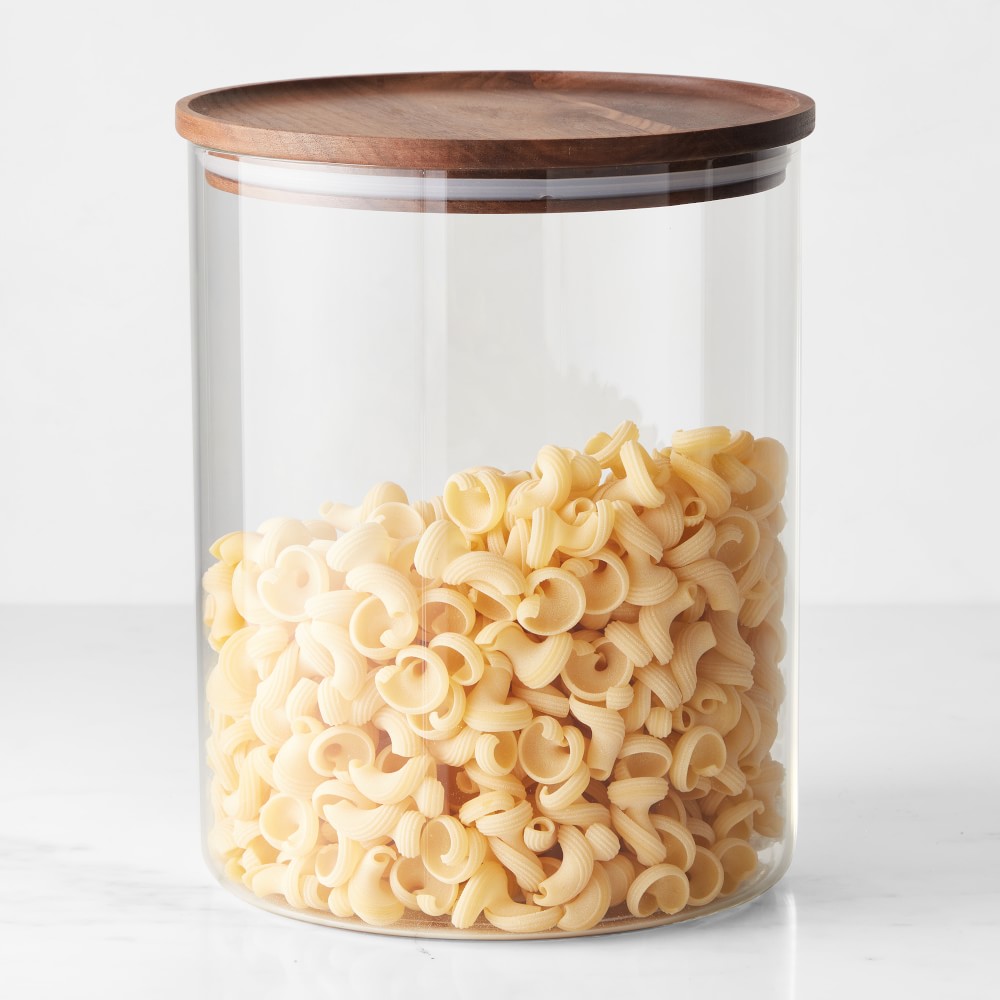 Hold Everything Stackable Glass Canister - Large, Walnut Finish