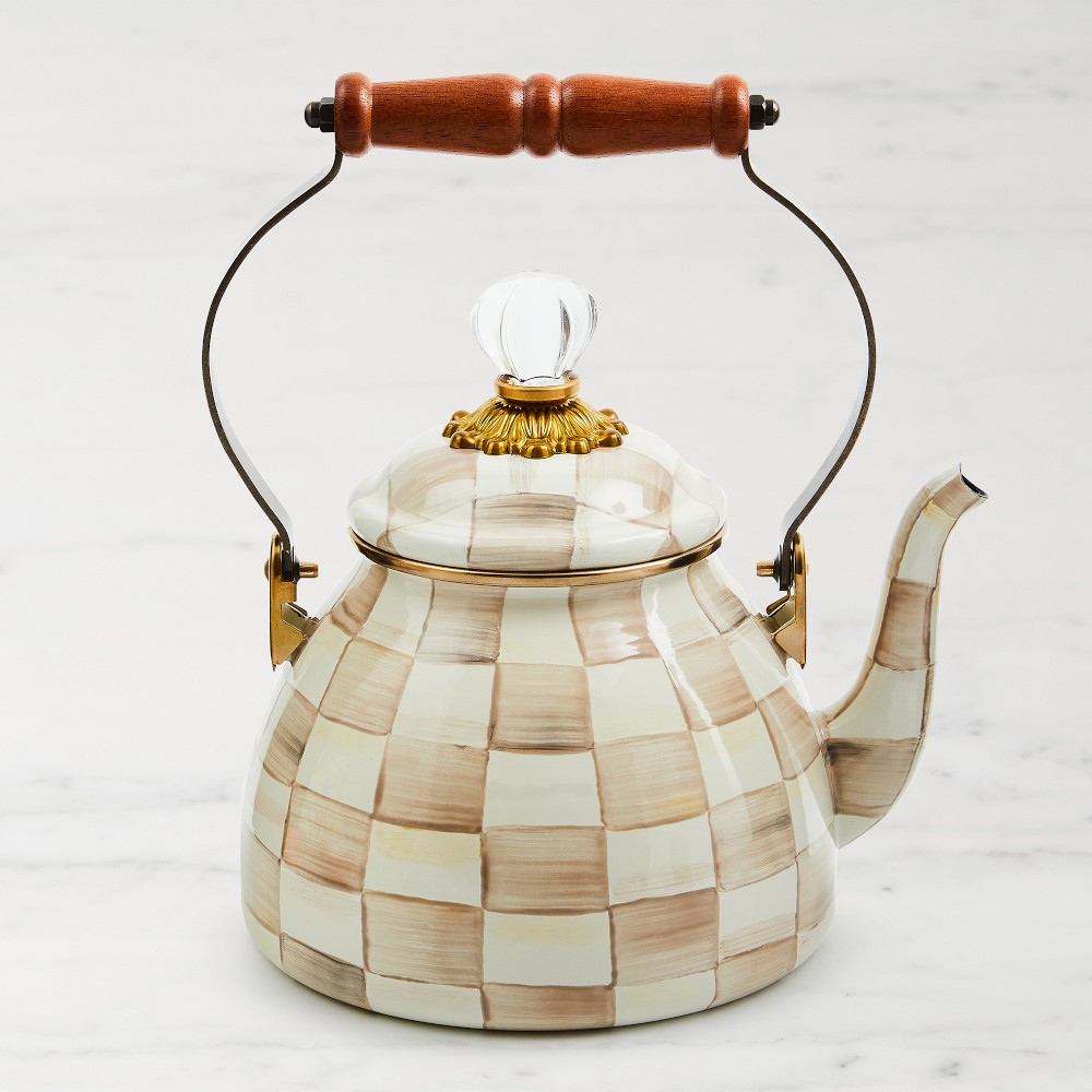 MacKenzie-Childs Mocha Check Tea Kettle - 3-Qt.