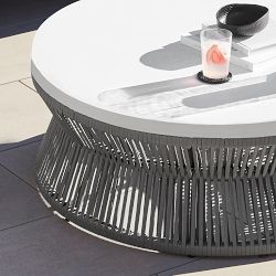 Pasadena Outdoor Fiberstone and Rope Round Coffee Table (44")