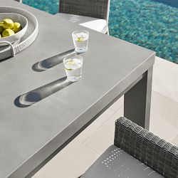 Larnaca Outdoor Slate Grey Metal Fiberstone Dining Table (96"-108")