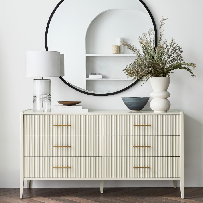 Lewis 6 Drawer Dresser, Heritage Grey, Antique Brass | Williams Sonoma Lewis 6 Drawer Dresser, Heritage Grey, Antique Brass | Williams Sonoma