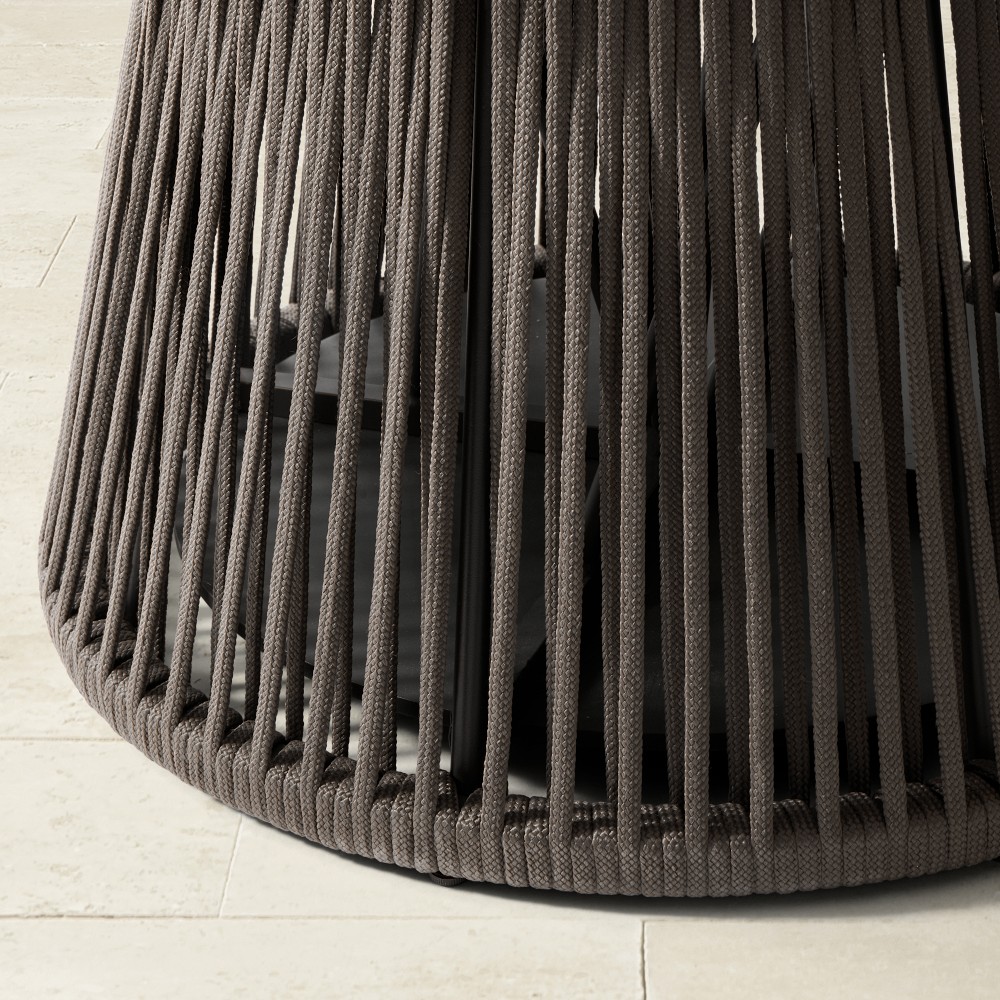 Close-up of slatted pedestal texture and base