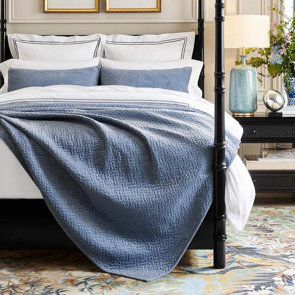 Heritage Lattice Quilted Velvet Coverlet & Shams