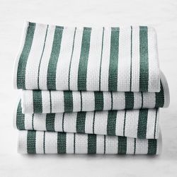 Williams Sonoma Classic Stripe Towels, Set of 4, Dark Green