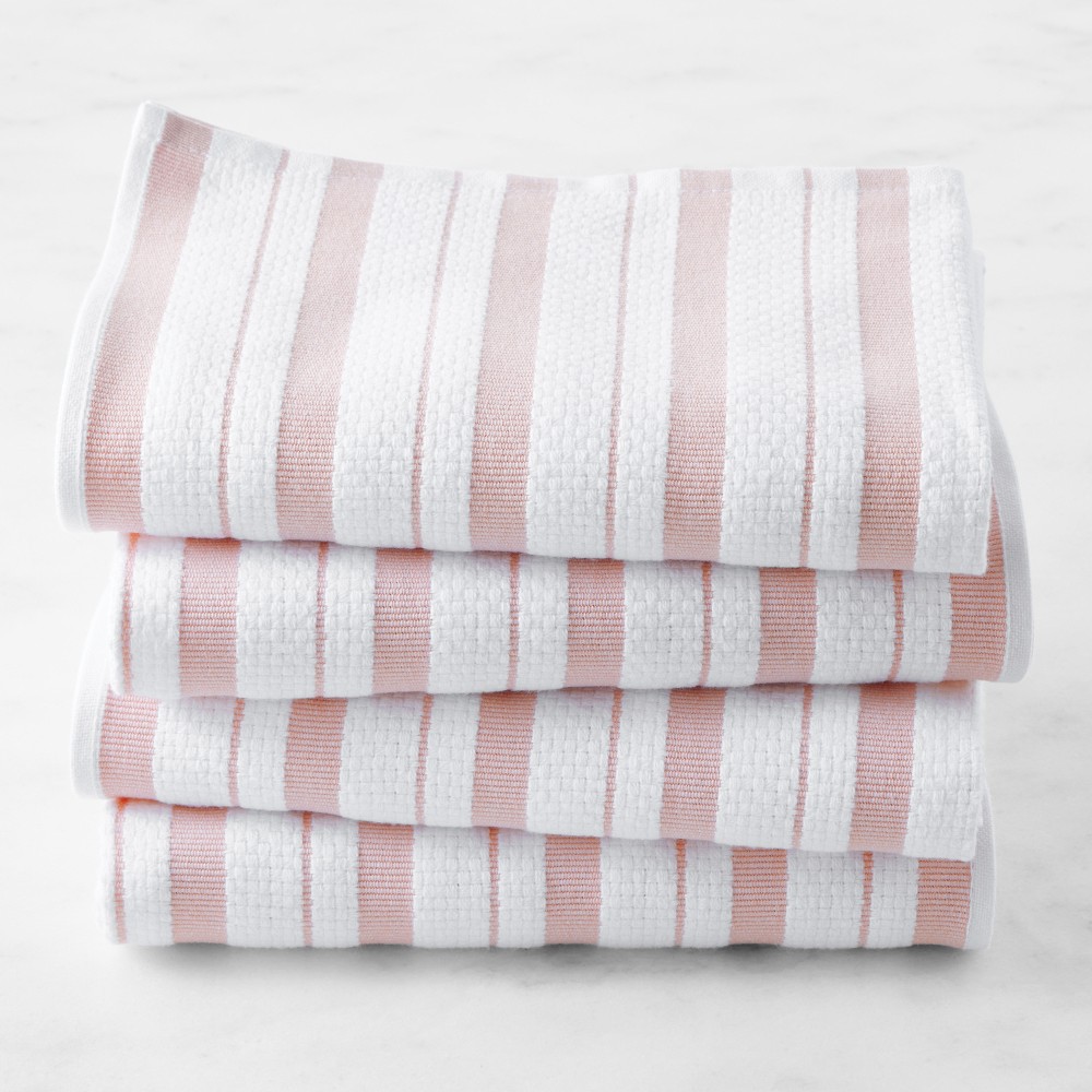 Williams Sonoma Classic Stripe Towels - Set of 4, Dusty Rose