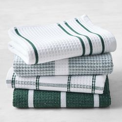 Williams Sonoma Super Absorbent Waffle Weave Multi-Pack Towels, Set of 4, Dark Green