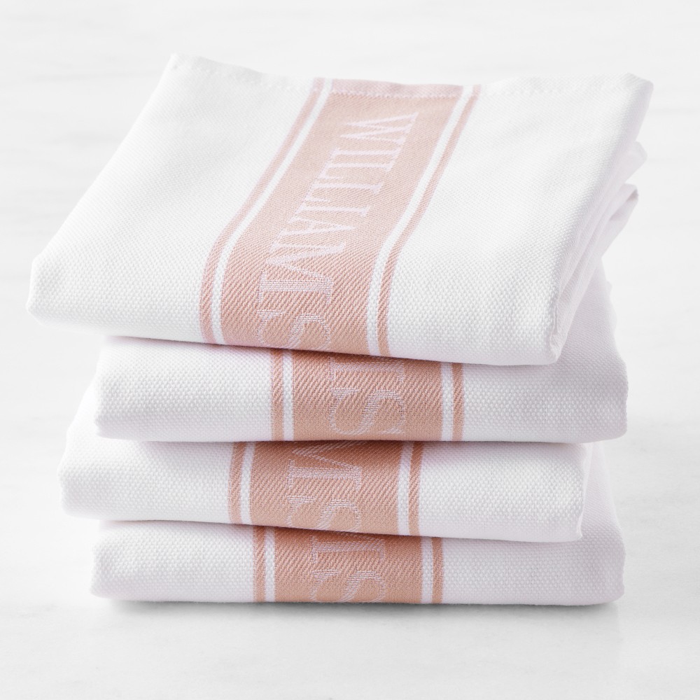 Williams Sonoma Classic Logo Towels - Set of 4, Dusty Rose