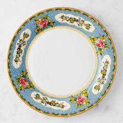 OPEN BOX: Famille Rose Dinner Plates, Set of 4, Blue Rim