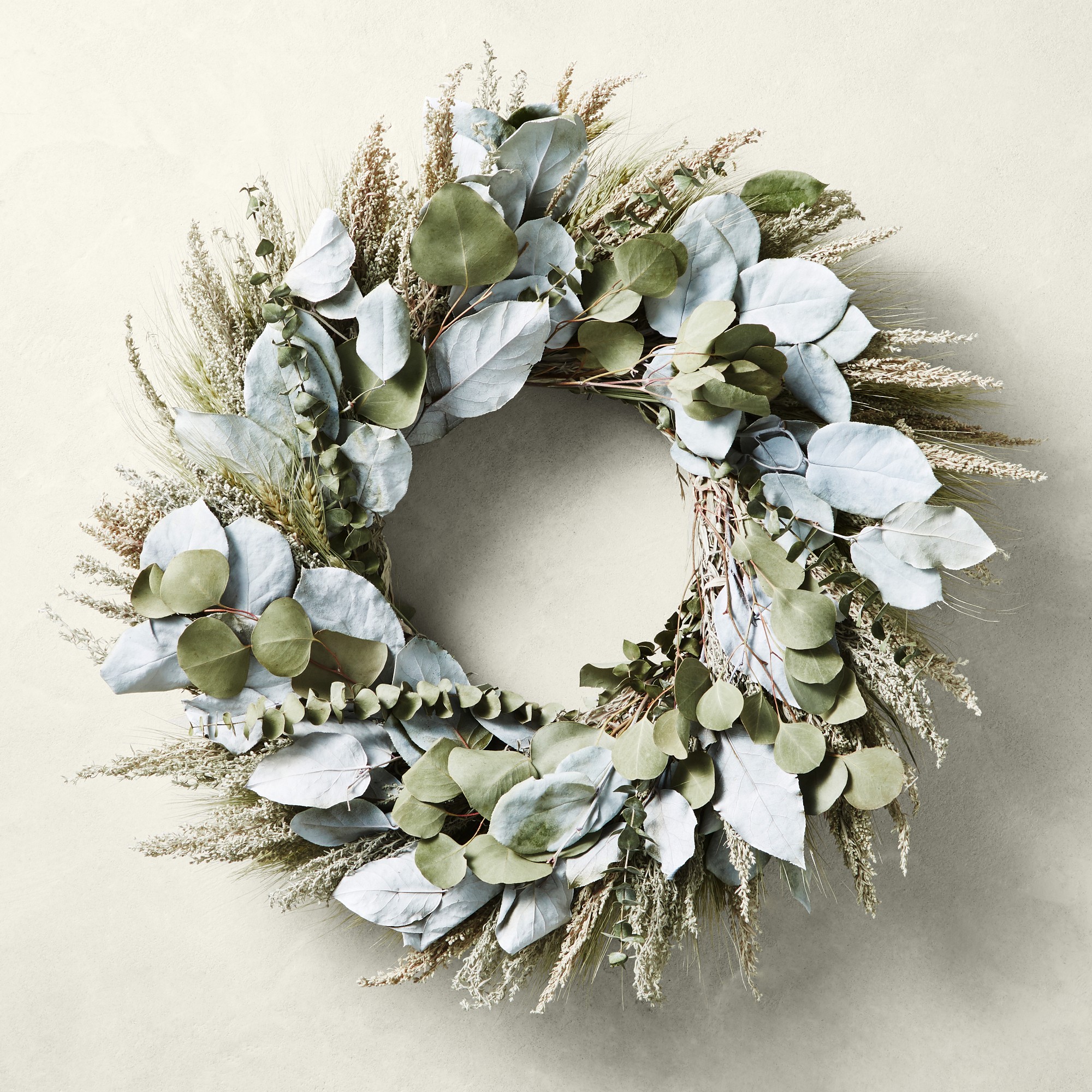 Painted Salal and Eucalyptus Live Wreath Simolary simolary.com
