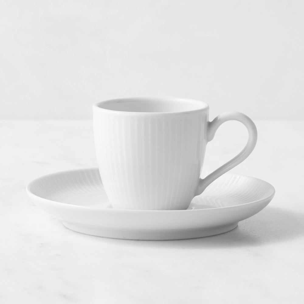 Pillivuyt Plisse Porcelain Espresso Cups & Saucers - Set of 2