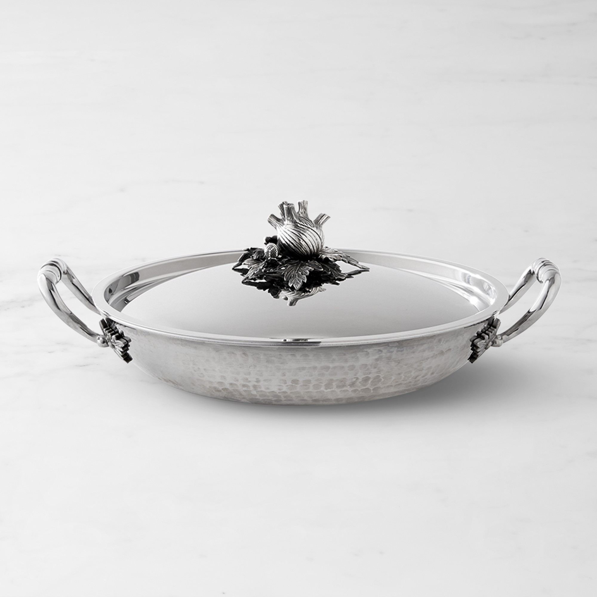 Ruffoni Opus Prima Hammered Stainless-Steel Gratin with Fennel Knob, 4-Qt. Simolary simolary.com