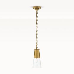 Robinson Small Pendant, Seeded Glass, Antique Brass