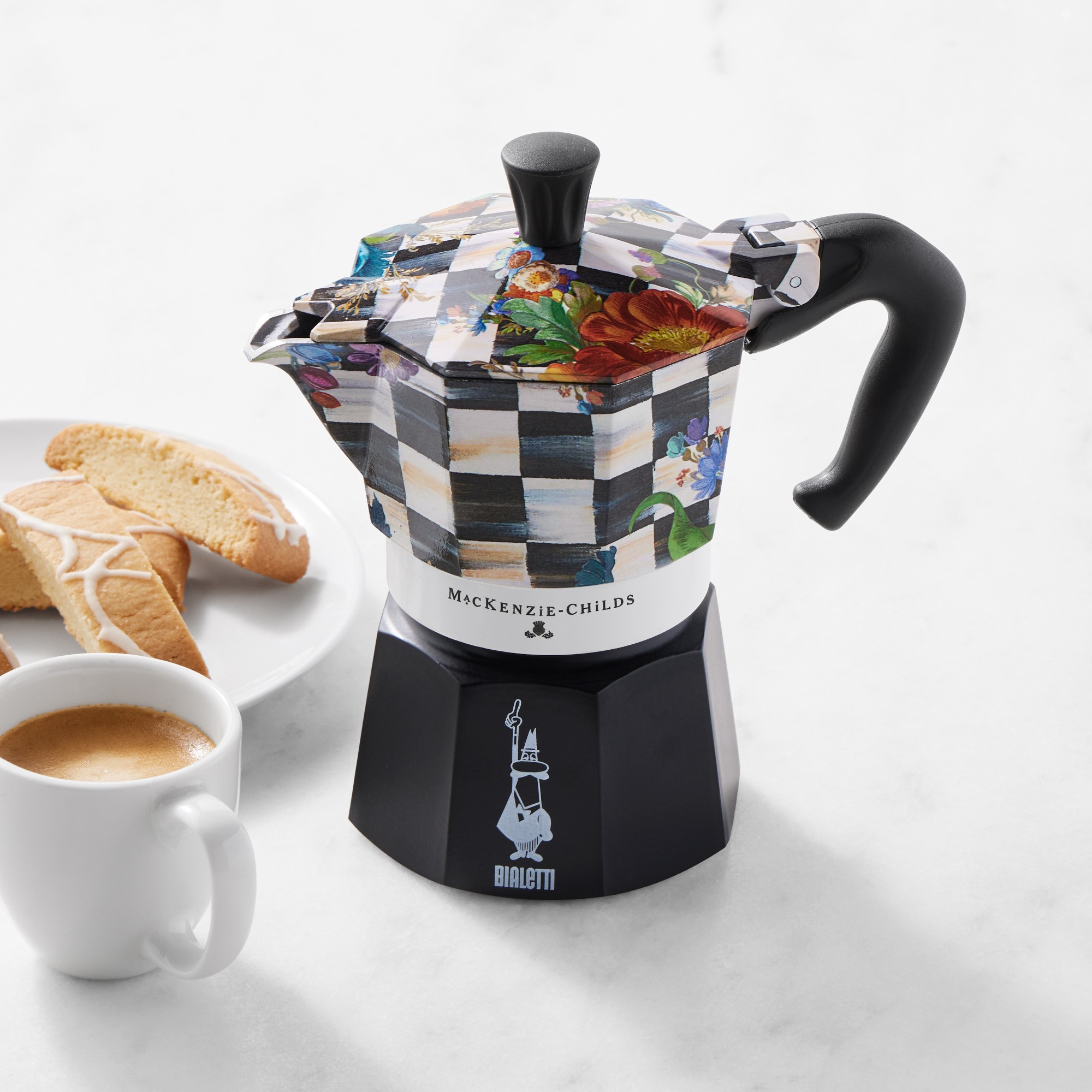 Bialetti Moka MacKenzie-Childs Stovetop Espresso Maker, Courtly Flower Market Simolary simolary.com