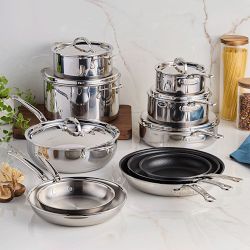 Hestan ProBond Luxe Professional Clad Stainless-Steel Mixed Material 17-Piece Cookware Set