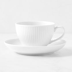 Pillivuyt Plisse Porcelain Cup & Saucer, Set of 4