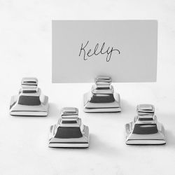 Heirloom Name Card Holders, Set of 4, Silver