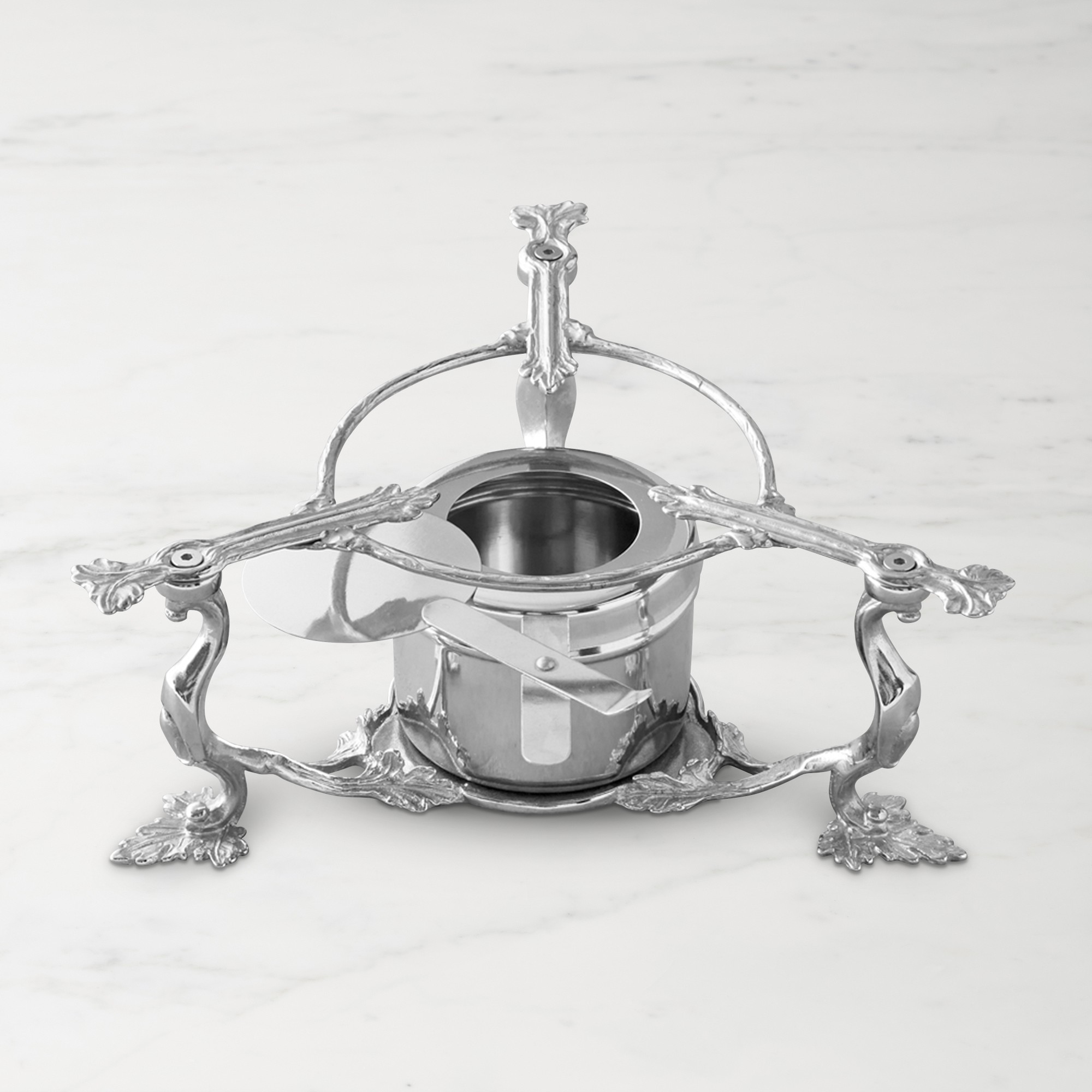 Ruffoni Opus Prima Hammered Stainless-Steel Warming Stand Simolary simolary.com