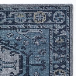 Anatolia Overdyed Hand Knotted Rug Swatch, 18" X 18", Blue