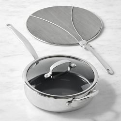 GreenPan Premiere Stainless-Steel Ceramic Nonstick 4-Qt. Saute Pan with Splatter Screen