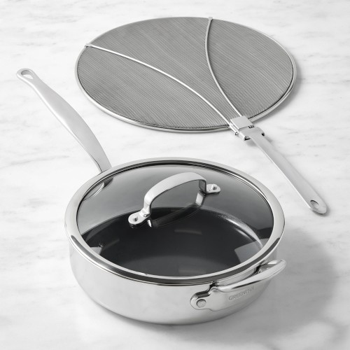 GreenPan Premiere Max Stainless-Steel Ceramic Nonstick 4-Qt. Sauté Pan with Splatter Screen Simolary simolary.com