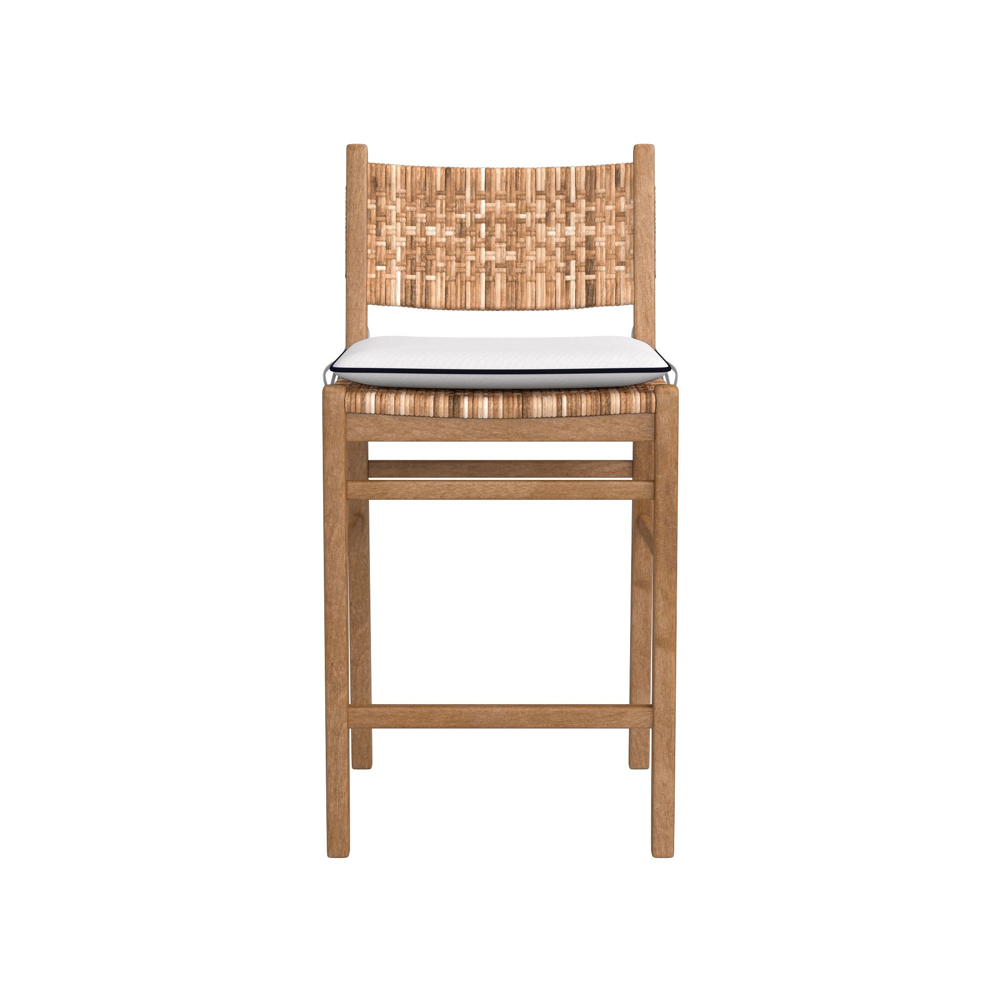 Sunbrella Performance Canvas, White with Navy Piping