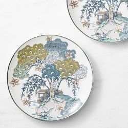 OPEN BOX:Scalamandré x Williams Sonoma Sea of Trees Salad Plates, Set of 4