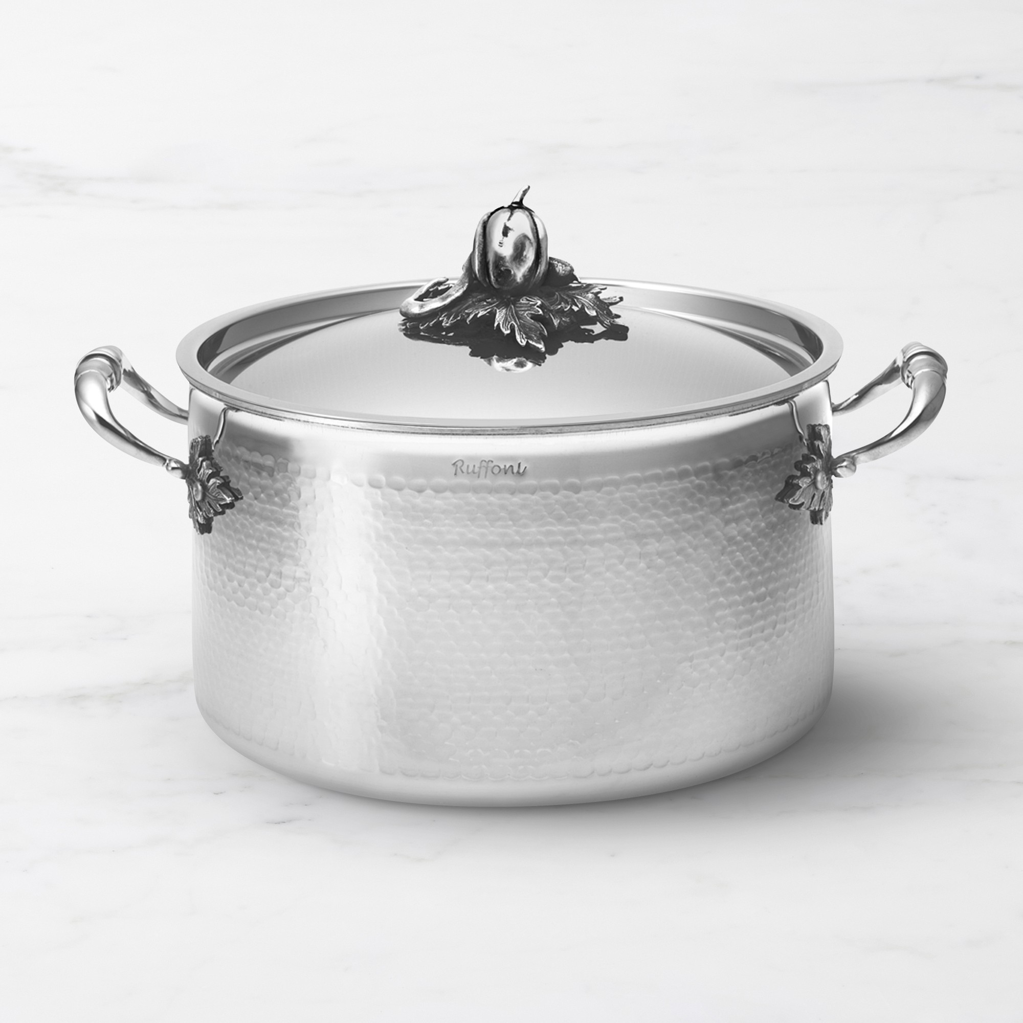 Ruffoni Opus Prima Hammered Stainless-Steel Stockpot with Pepper Knob, 8-Qt. Simolary simolary.com 5