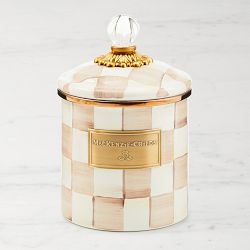 MacKenzie-Childs Mocha Check Enamel Small Canister