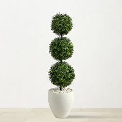 Faux Triple Ball Boxwood Topiary, 42"