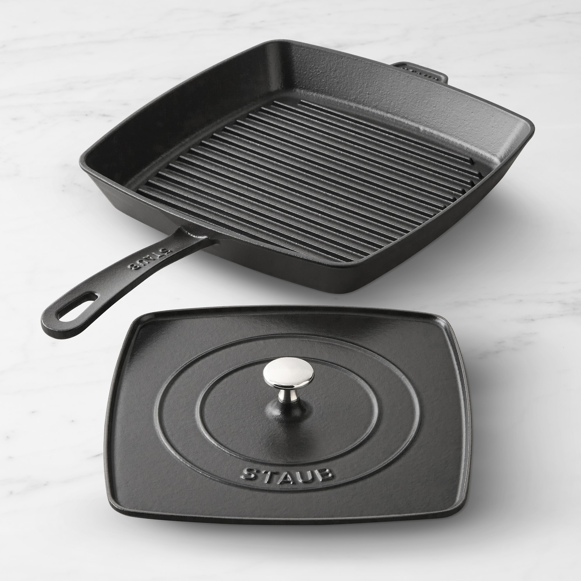 Staub Enameled Cast Iron Grill Pan & Press Simolary simolary.com