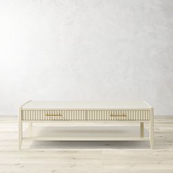 OPEN BOX:Lewis Coffee Table, Rectangular, Bone, Antique Brass