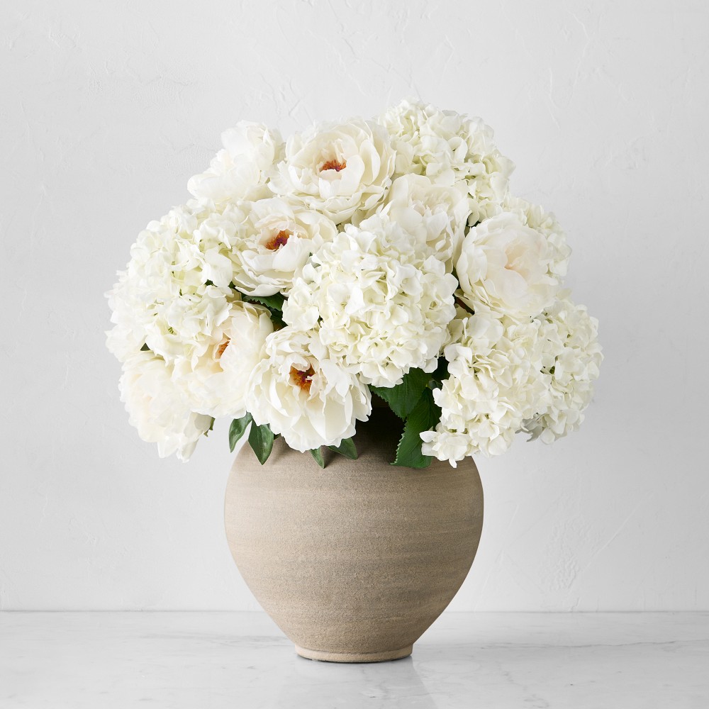 Jeff Leatham x Williams Sonoma Round White Ceramic Vase - 12"