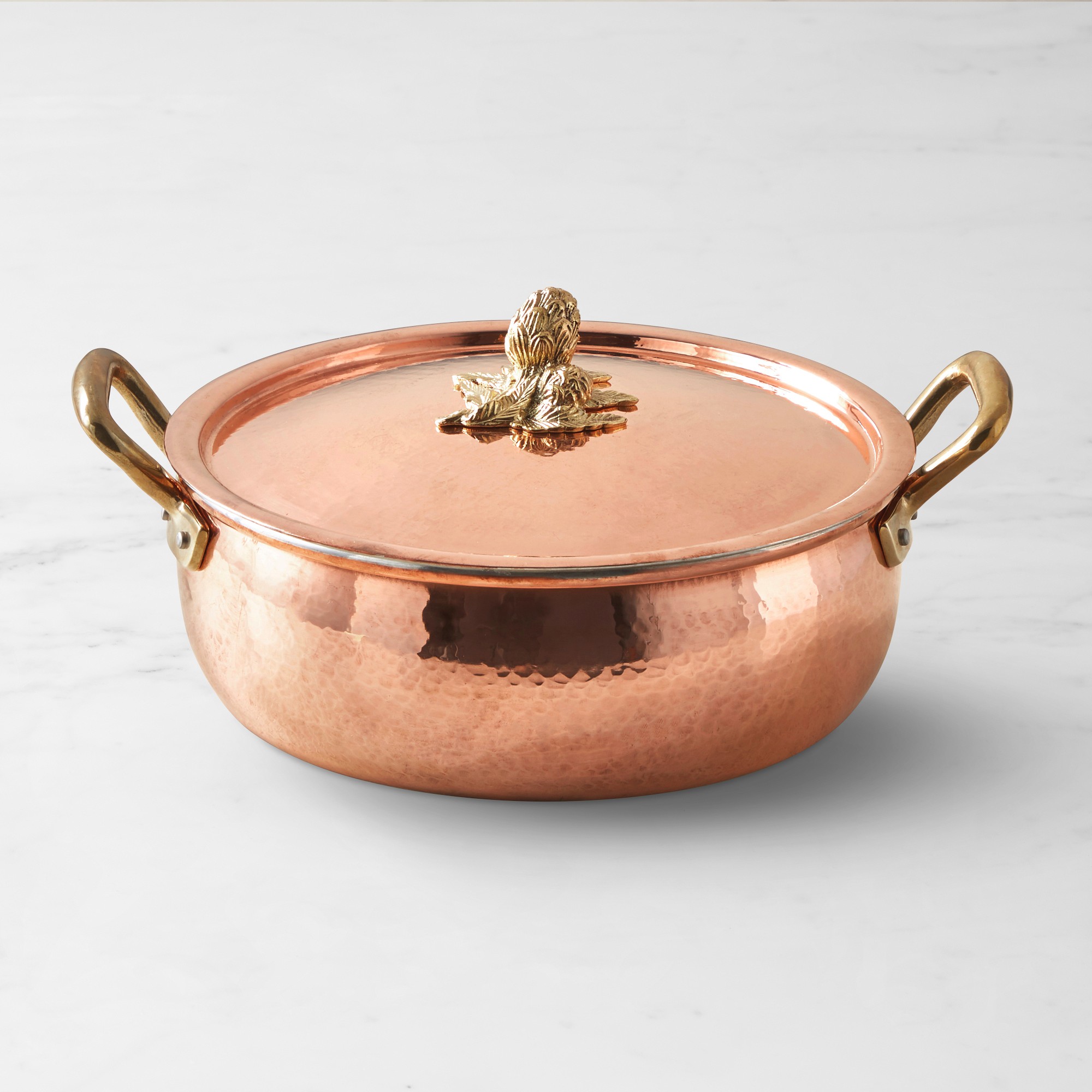Ruffoni Historia Hammered Copper Braiser with Artichoke Knob, 6-Qt. Simolary simolary.com