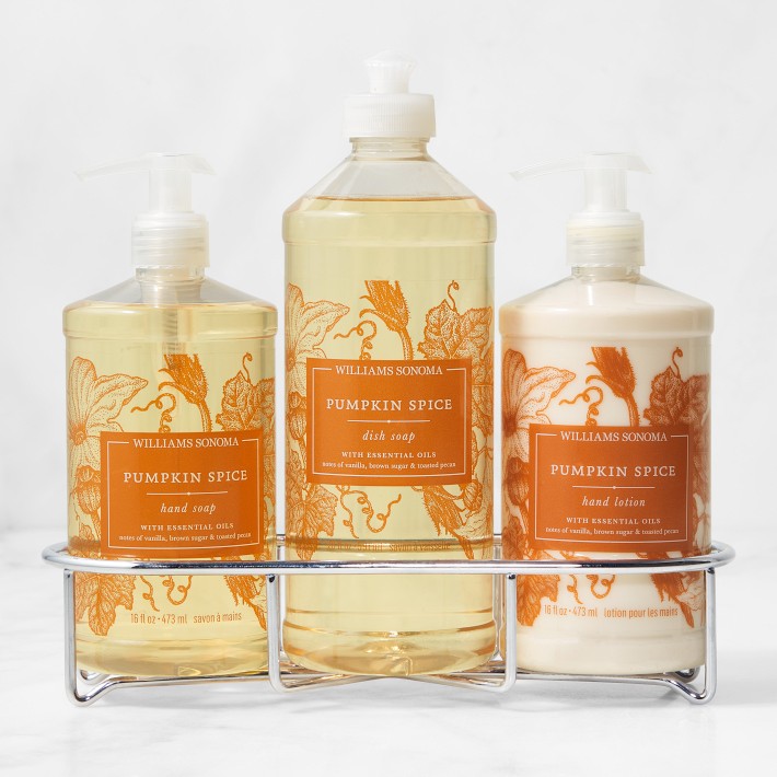 Williams Sonoma Pumpkin Spice Hand Soap, Hand Lotion and Dish Soap 4-Piece Set, Classic