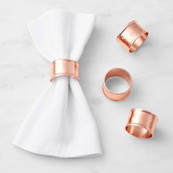 Hammered Copper Napkin Rings, Set of 4