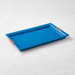 OPEN BOX:Williams Sonoma X Sheila Bridges Lacquered Tray, Rectangle, Blue, 16 X 26