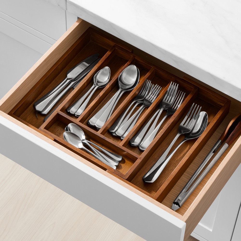 Hold Everything Expandable In-Drawer Organizer - Walnut Finish, Small