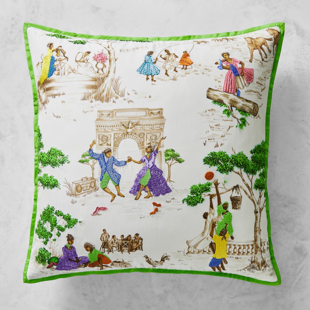 Sheila Bridges x Williams Sonoma Home Harlem Toile Print & Embroidered Pillow Cover - 22X22, White