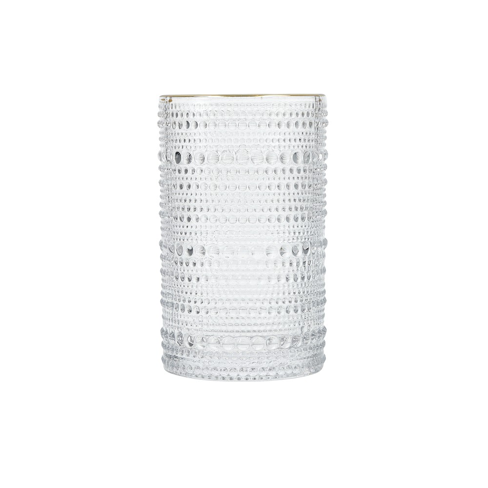 Fortessa Jupiter Tall Tumblers, 13-oz, Set of 6 - 13-oz, Gold Rim, Set of 6