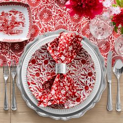 Marlo Thomas x Williams Sonoma Red Floral Dinner Plates, Set of 4