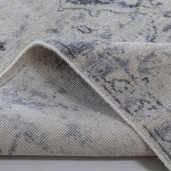 Broken Floral Hand Knotted Rug, Black