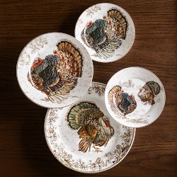 Plymouth Turkey Appetizer Plates, Mixed Set of 4