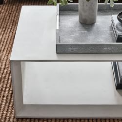 Faux Shagreen &amp; Brass Ottoman Tray, Square