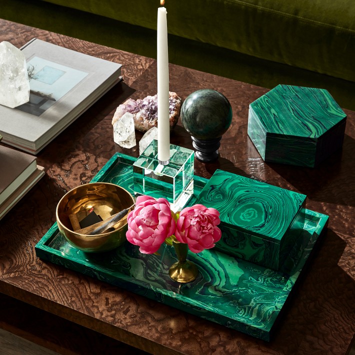 Faux Malachite Tray – Handcrafted Decor | Williams Sonoma