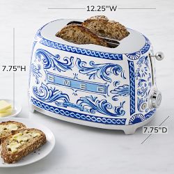 SMEG Dolce &amp; Gabbana 2-Slice Toaster, Blu Mediterraneo
