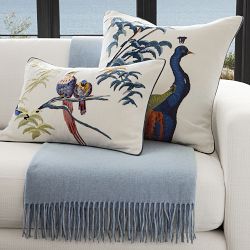 Peacock Embroidered Pillow Cover