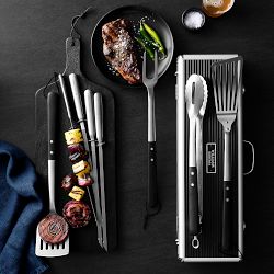 Williams Sonoma Black-Handled BBQ Tool Set with Storage Case